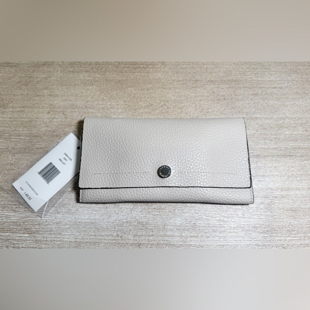 NWT Steve Madden Wallet Brandie Style Cream Grey Pebble Women Brand New